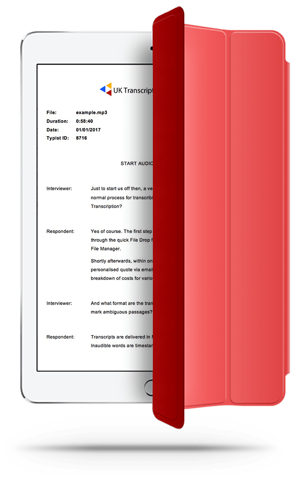 Transcription interface on iPad